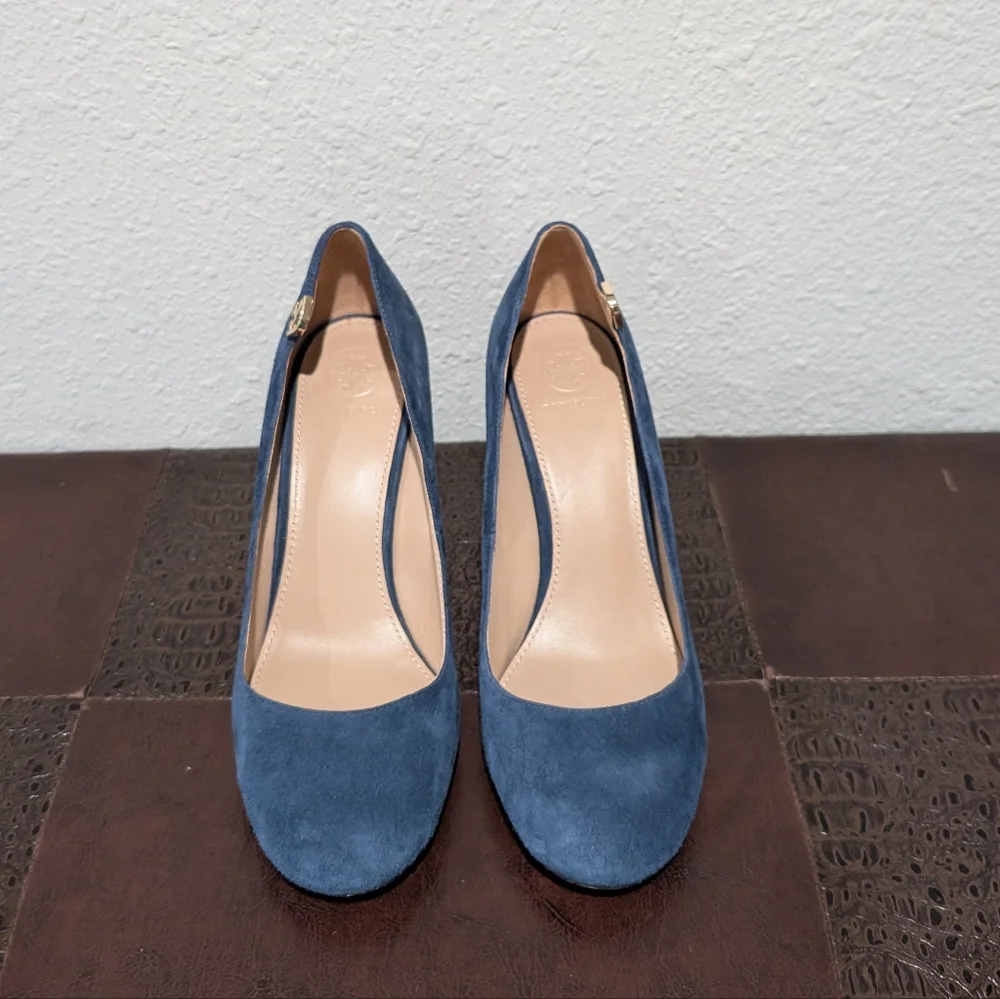 Tory Burch Elizabeth Suede High Block Heel Pumps Size 8.5